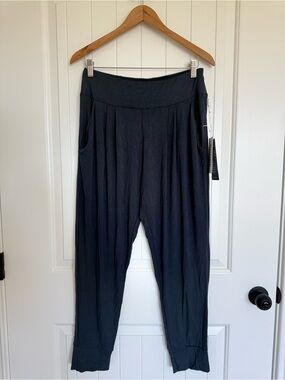 Boody Downtime Lounge Pants Black Bamboo Viscose Pleated Harem Joggers Soft Sz M